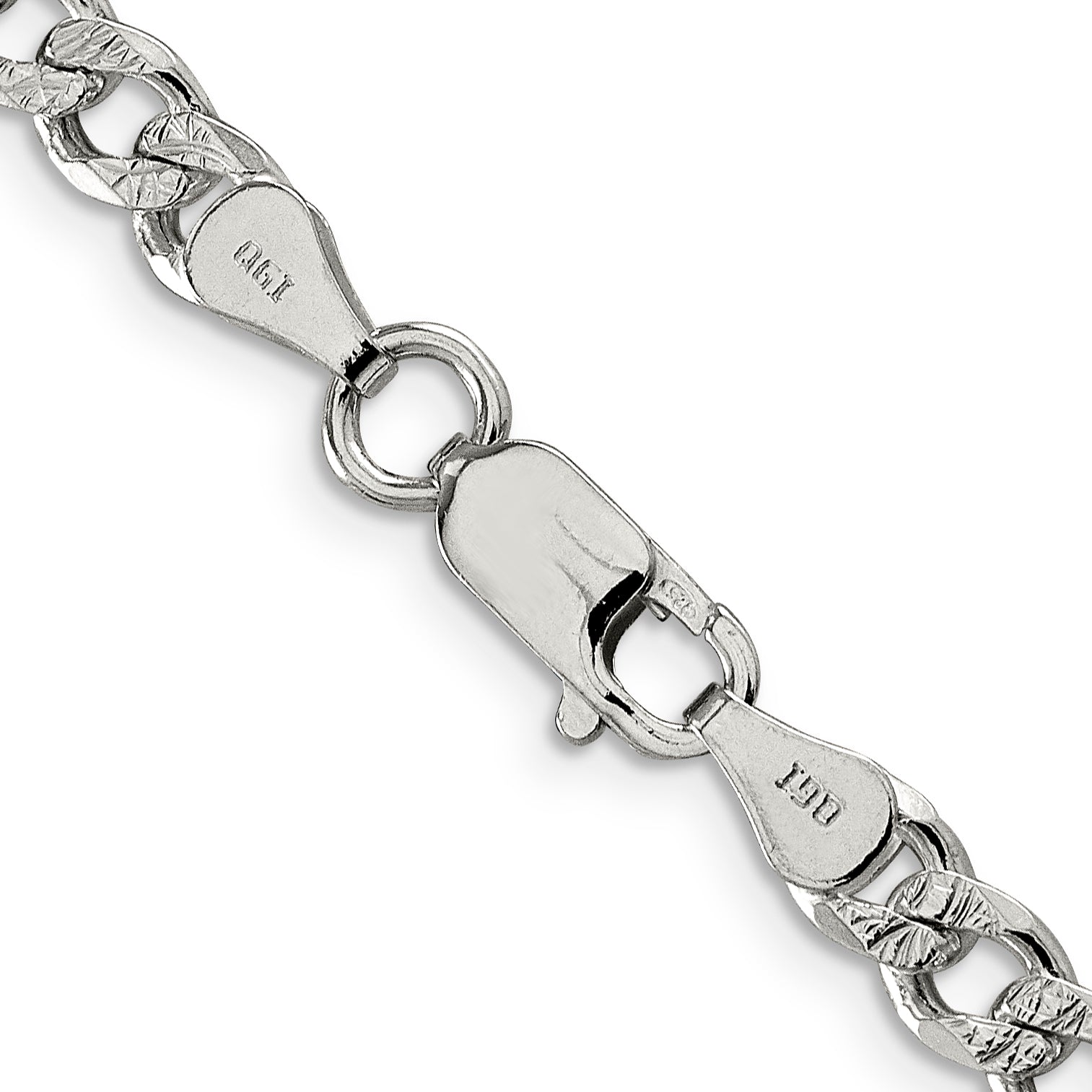 18 Inch Sterling Silver 5.5mm Pav Curb Chain Necklace