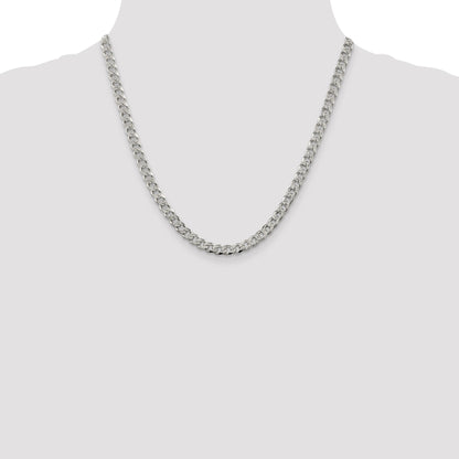 20 Inch Sterling Silver 5.5mm Pav Curb Chain Necklace