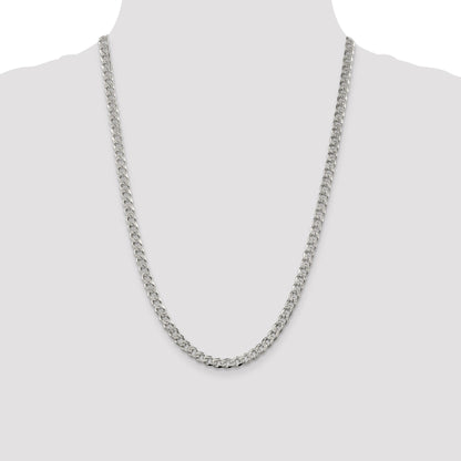 24 Inch Sterling Silver 5.5mm Pav Curb Chain Necklace