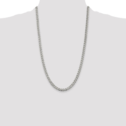 26 Inch Sterling Silver 5.5mm Pav Curb Chain Necklace