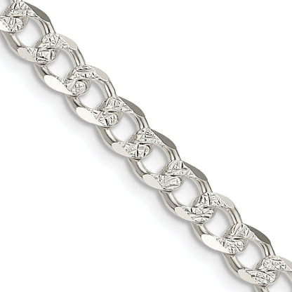 26 Inch Sterling Silver 5.5mm Pav Curb Chain Necklace