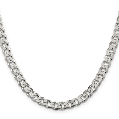 30 Inch Sterling Silver 7mm Pave Curb Chain Necklace