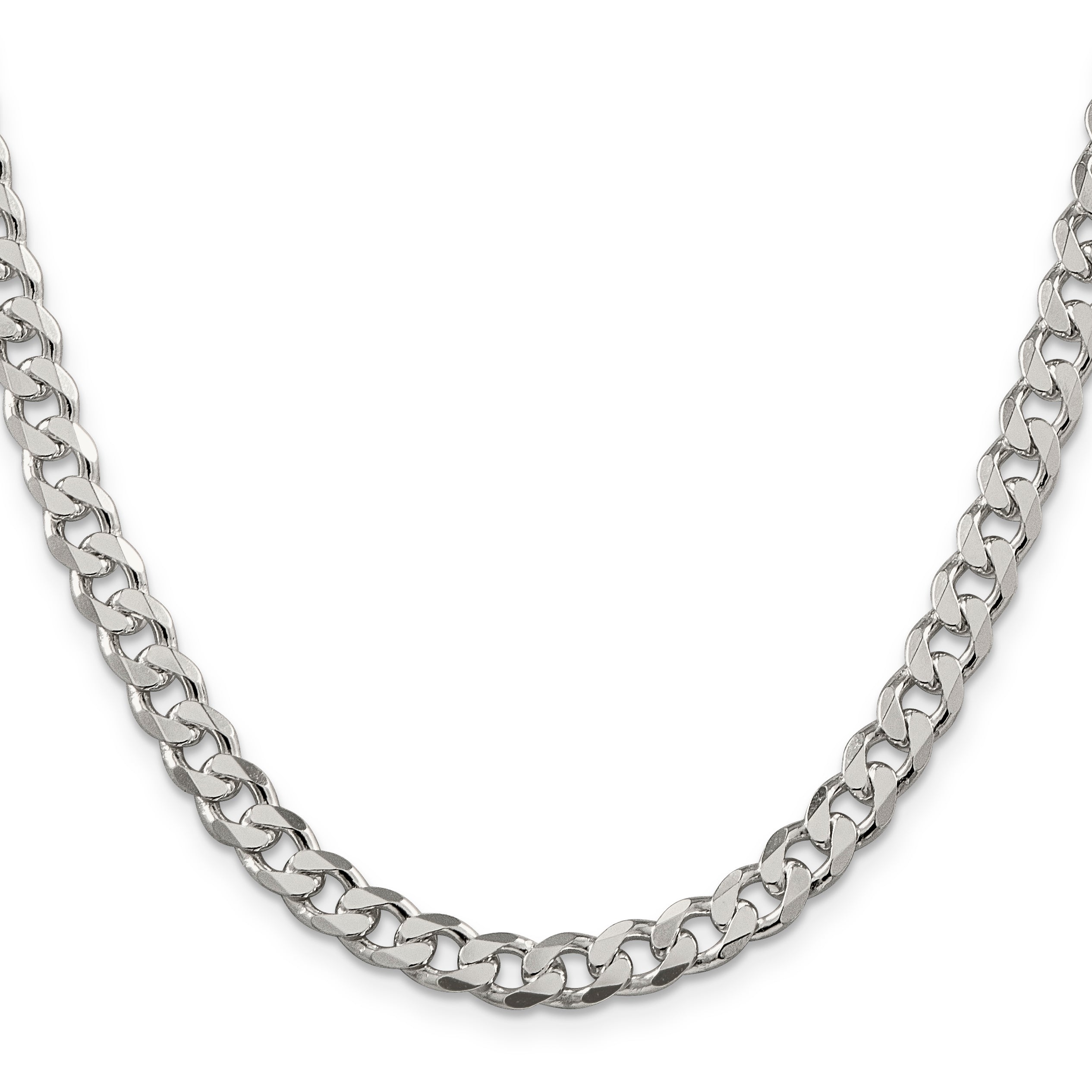 24 Inch Sterling Silver 7mm Pav Curb Chain Necklace