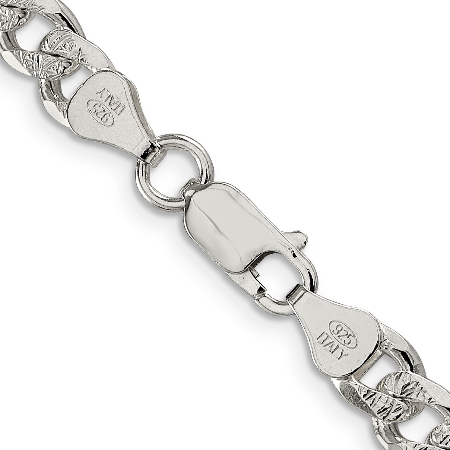 24 Inch Sterling Silver 7mm Pav Curb Chain Necklace