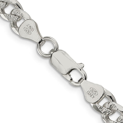 22 Inch Sterling Silver 7mm Pav Curb Chain Necklace