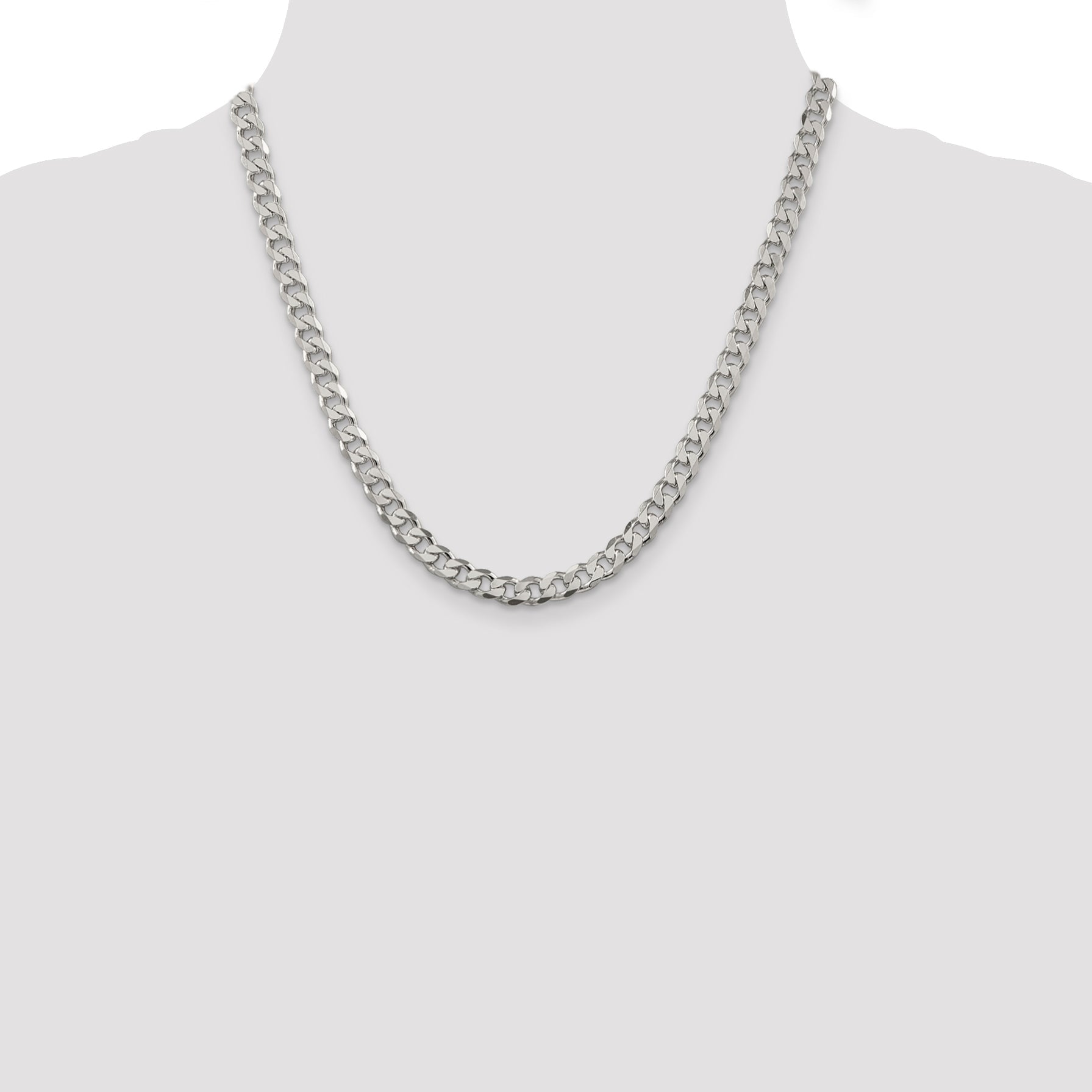 20 Inch Sterling Silver 7mm Pav Curb Chain Necklace
