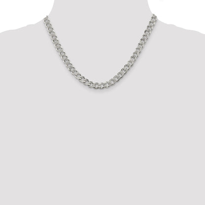 18 Inch Sterling Silver 7.5mm Pav Curb Chain Necklace