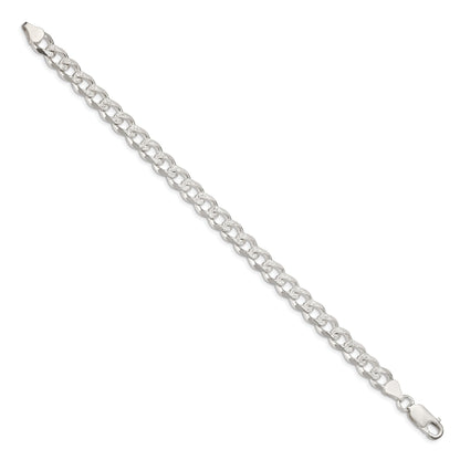 9 Inch Sterling Silver 7.5mm Pave Curb Chain Bracelet