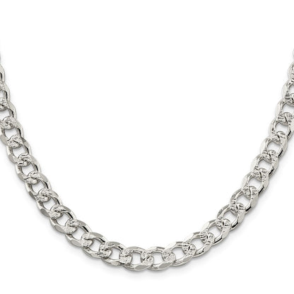 24 Inch Sterling Silver 8.3mm Pav Curb Chain Necklace