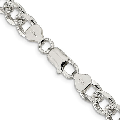 20 Inch Sterling Silver 8.3mm Pav Curb Chain Necklace