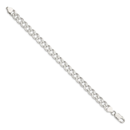 9 Inch Sterling Silver 8.3mm Pav Curb Chain Bracelet