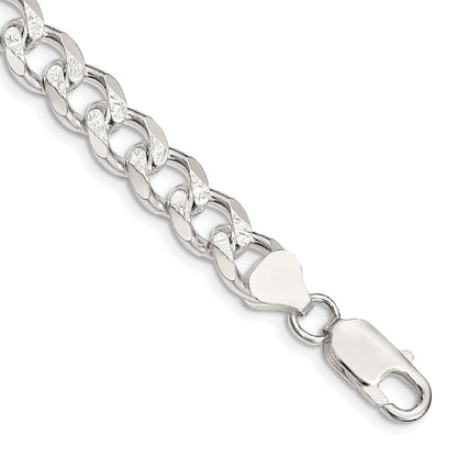 9 Inch Sterling Silver 8.3mm Pav Curb Chain Bracelet