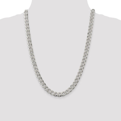24 Inch Sterling Silver 9.3mm Pav Curb Chain Necklace