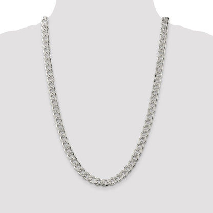26 Inch Sterling Silver 9.3mm Pav Curb Chain Necklace