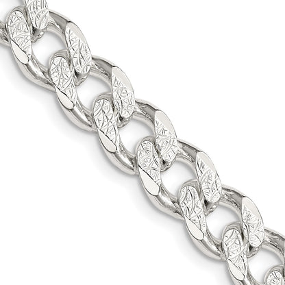 24 Inch Sterling Silver 9.3mm Pav Curb Chain Necklace
