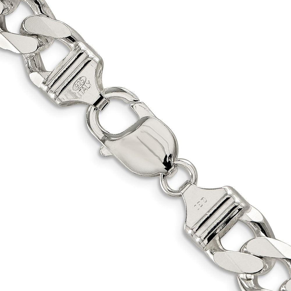 20 Inch Sterling Silver 11.0mm Pav Curb Chain Necklace