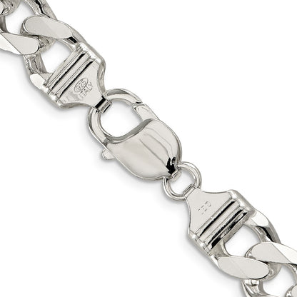 20 Inch Sterling Silver 11.0mm Pav Curb Chain Necklace