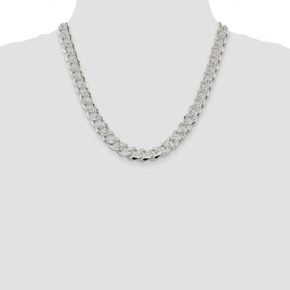 20 Inch Sterling Silver 11.0mm Pav Curb Chain Necklace