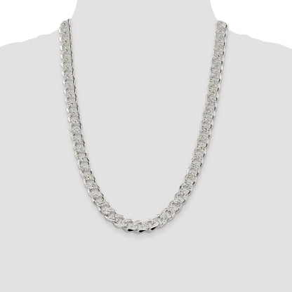 24 Inch Sterling Silver 11.0mm Pav Curb Chain Necklace