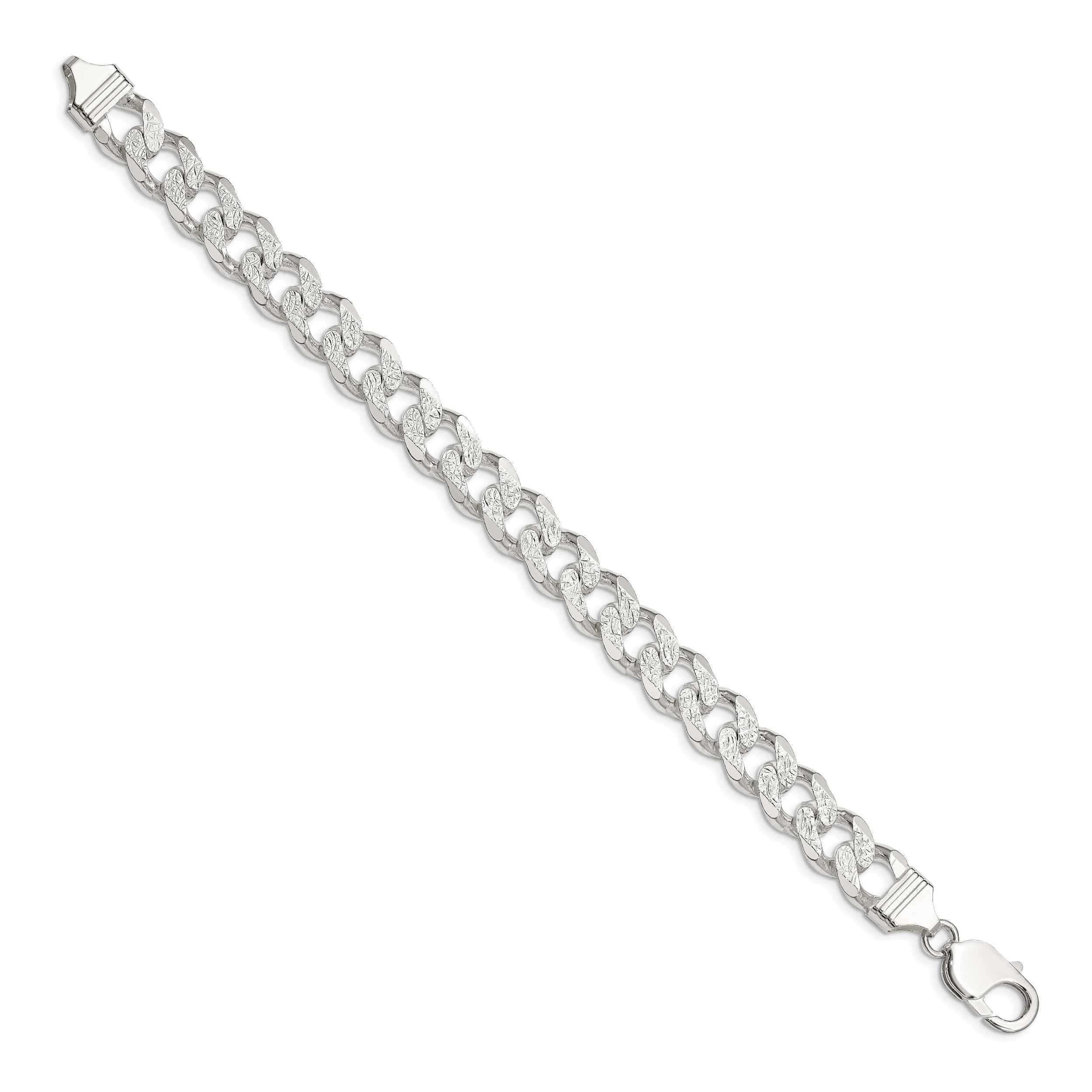 9 Inch Sterling Silver 11.0mm Pav Curb Chain Bracelet