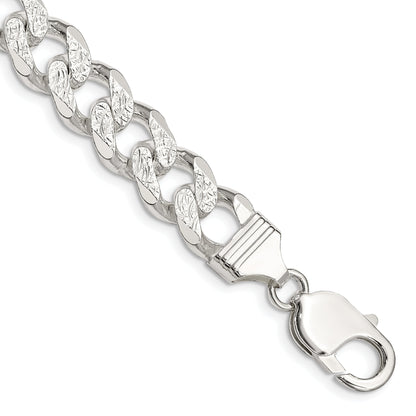 8 Inch Sterling Silver 11.0mm Pav Curb Chain Bracelet
