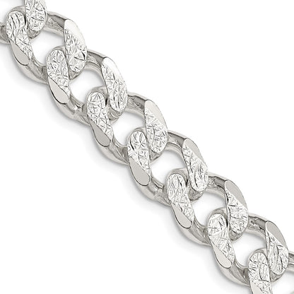 20 Inch Sterling Silver 11.0mm Pav Curb Chain Necklace