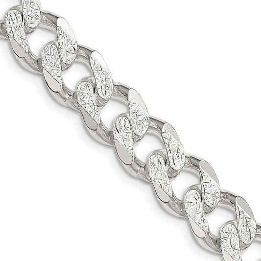 20 Inch Sterling Silver 11.0mm Pav Curb Chain Necklace