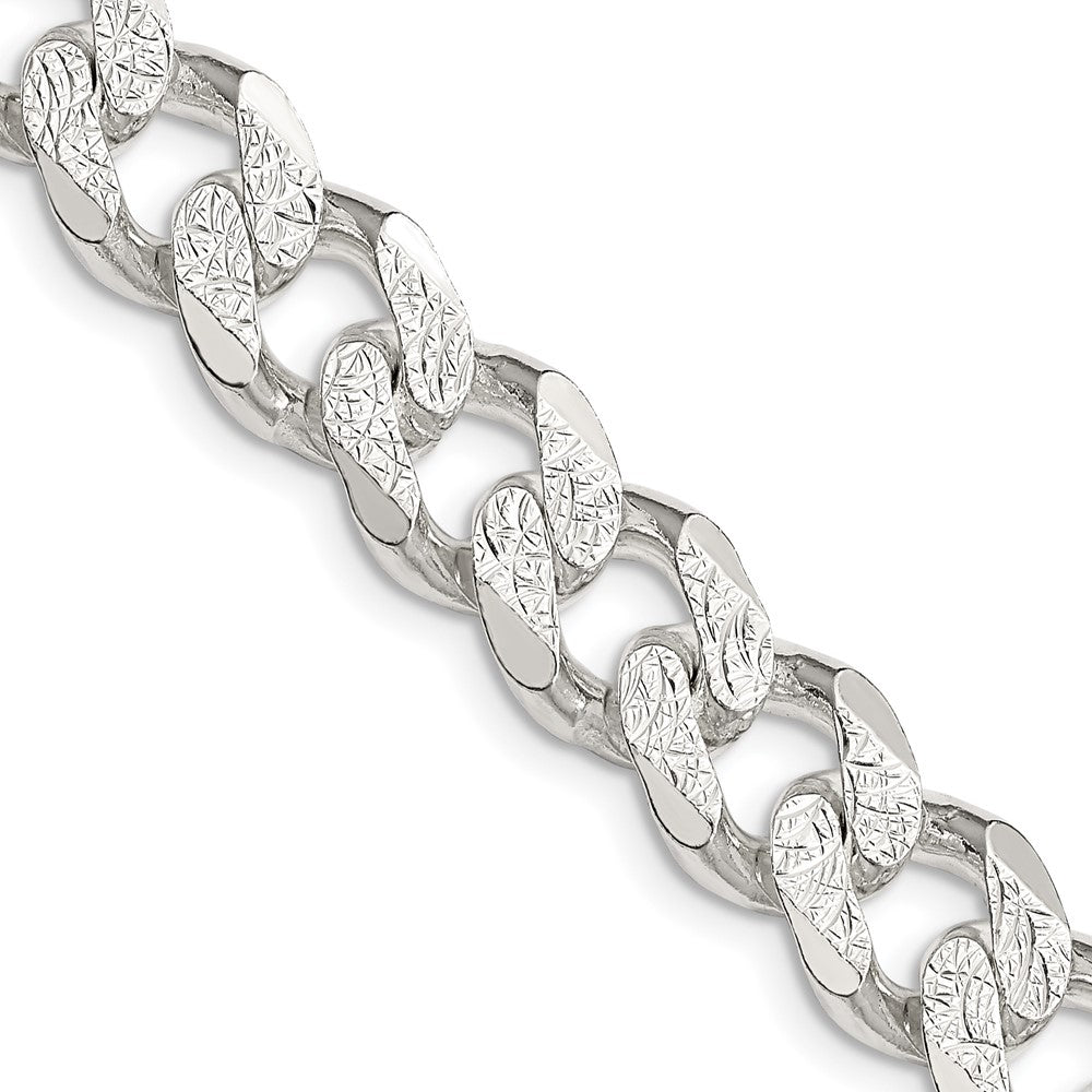 26 Inch Sterling Silver 11.0mm Pav Curb Chain Necklace