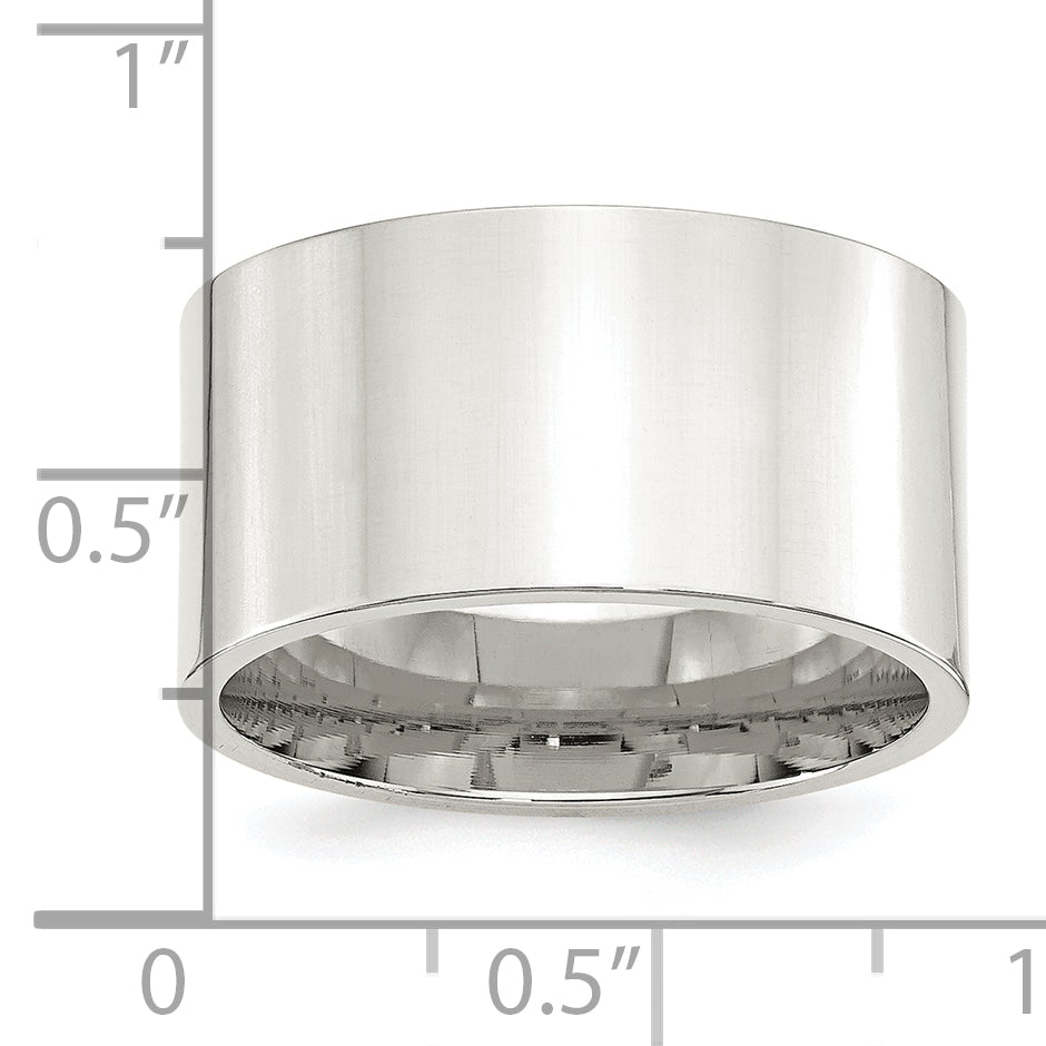 Sterling Silver 12mm Comfort Fit Flat Size 8 Band