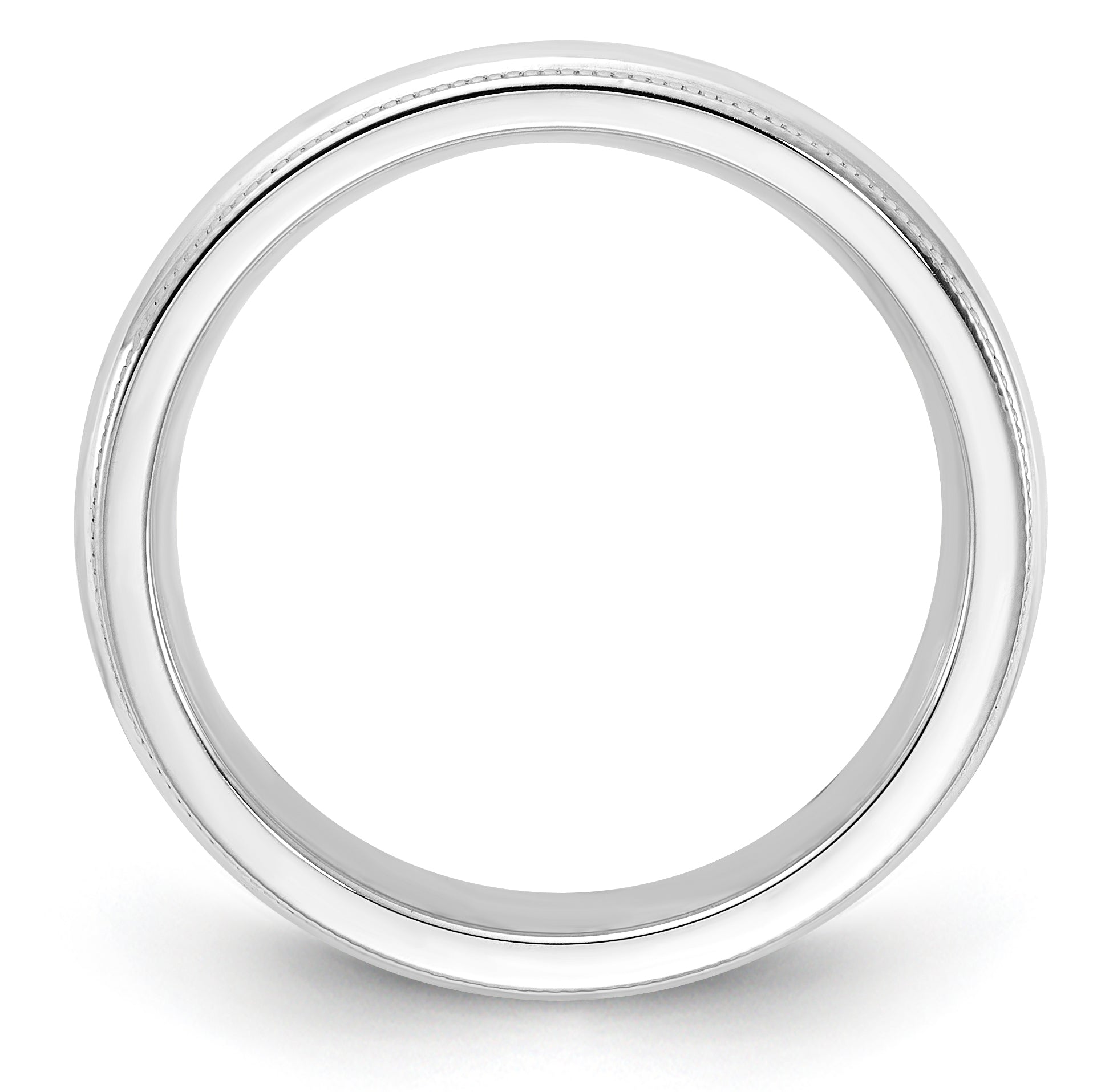 Sterling Silver Rhodium-Plated 4mm Milgrain Comfort Fit Band