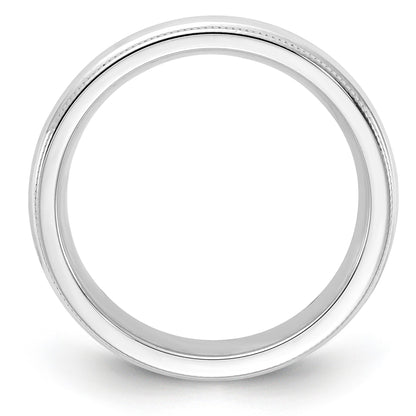 Sterling Silver Rhodium-Plated 4mm Milgrain Comfort Fit Band