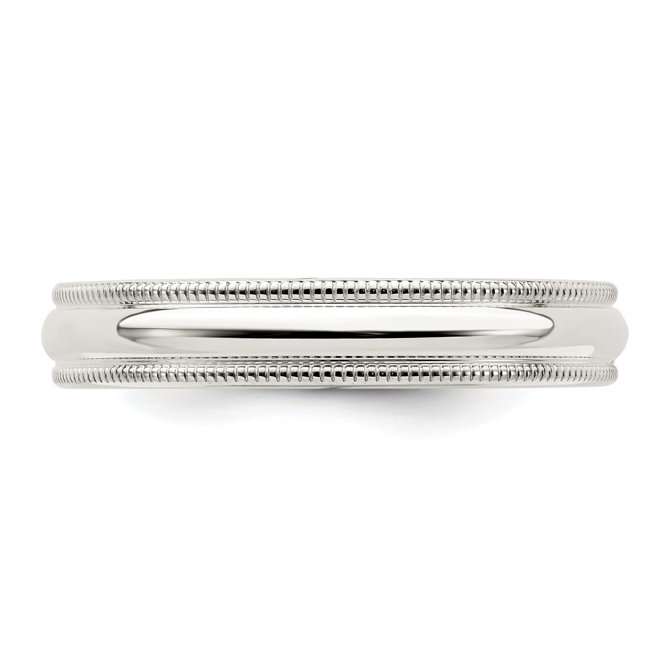 Sterling Silver Rhodium-Plated 4mm Milgrain Comfort Fit Band