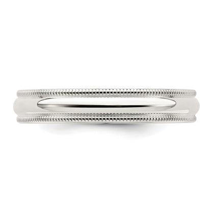 Sterling Silver Rhodium-Plated 4mm Milgrain Comfort Fit Band