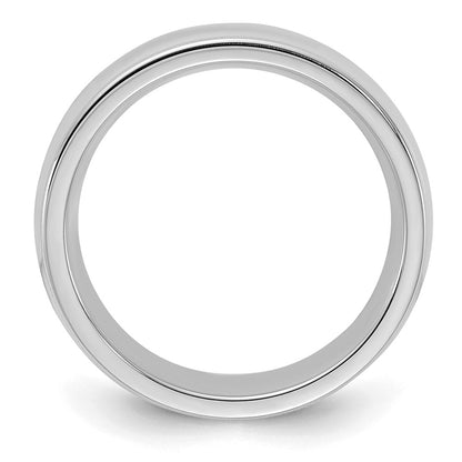 Sterling Silver Rhodium-Plated 6mm Comfort Fit Milgrain Size 5.5 Band