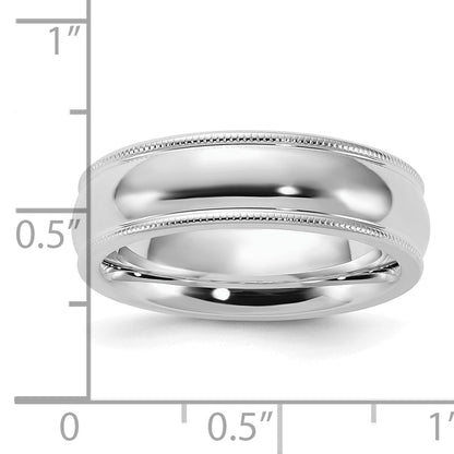 Sterling Silver Rhodium-Plated 6mm Comfort Fit Milgrain Size 4.5 Band