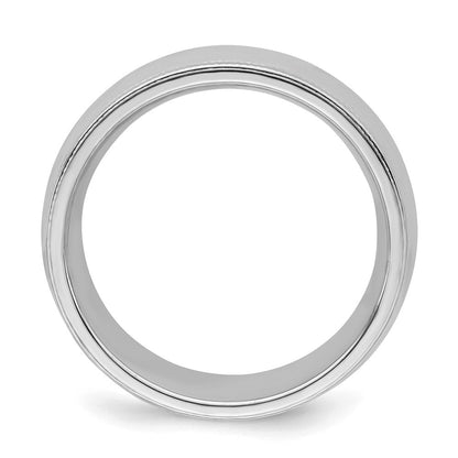 Sterling Silver Rhodium-Plated 7mm Comfort Fit Milgrain Band