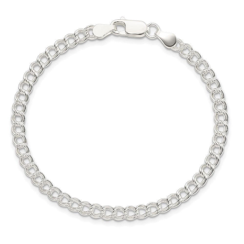 6 Inch Sterling Silver 4.25mm Double Link Charm Bracelet