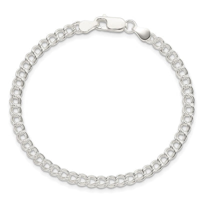 7 Inch Sterling Silver 4.25mm Double Link Charm Bracelet
