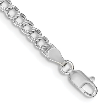 7 Inch Sterling Silver 4.25mm Double Link Charm Bracelet