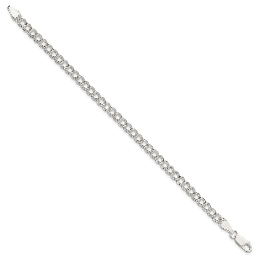 6 Inch Sterling Silver 5mm Double Link Charm Bracelet