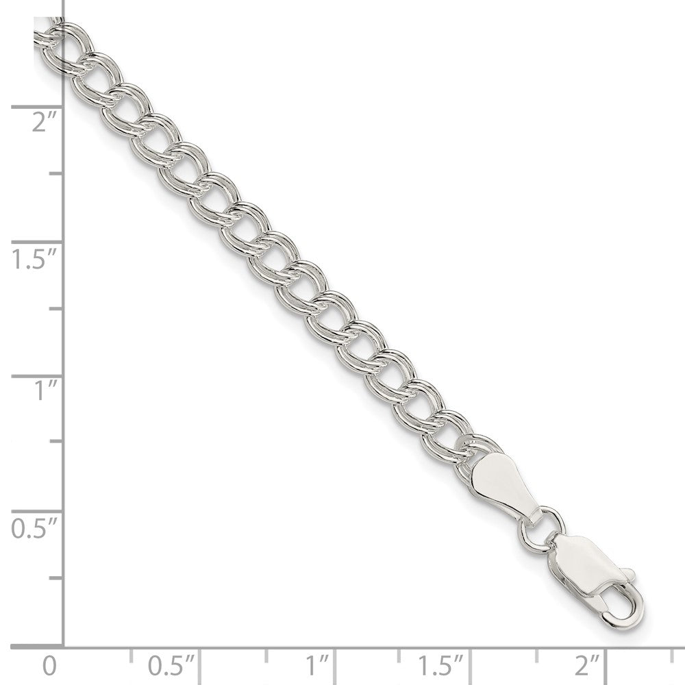 7 Inch Sterling Silver 5mm Double Link Charm Bracelet