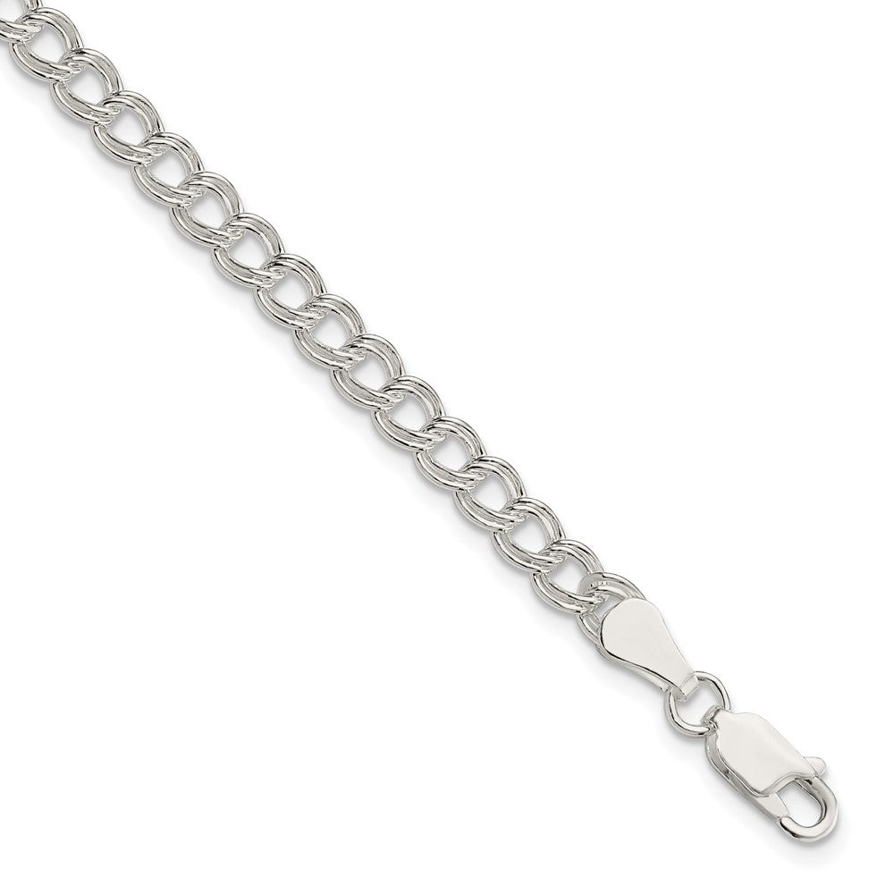7 Inch Sterling Silver 5mm Double Link Charm Bracelet