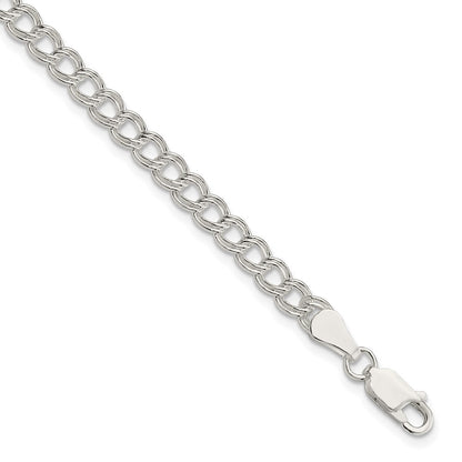 6 Inch Sterling Silver 5mm Double Link Charm Bracelet
