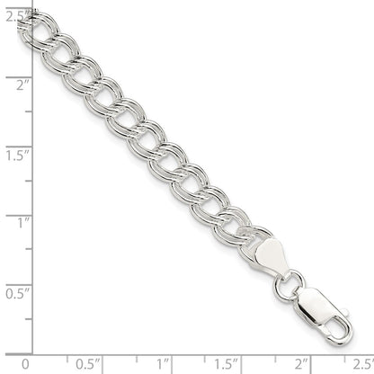 7 Inch Sterling Silver 7mm Double Link Charm Bracelet