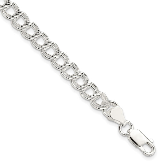 7 Inch Sterling Silver 7mm Double Link Charm Bracelet