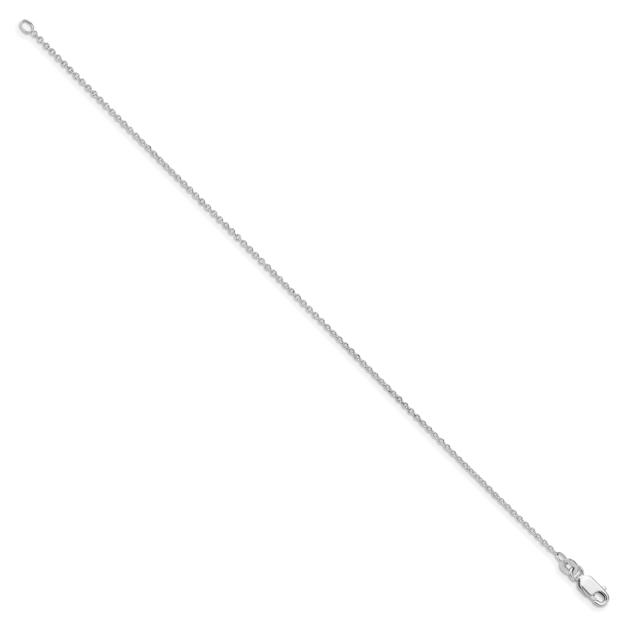 9 Inch Sterling Silver Rhodium-Plated 1.25mm Cable Chain Anklet
