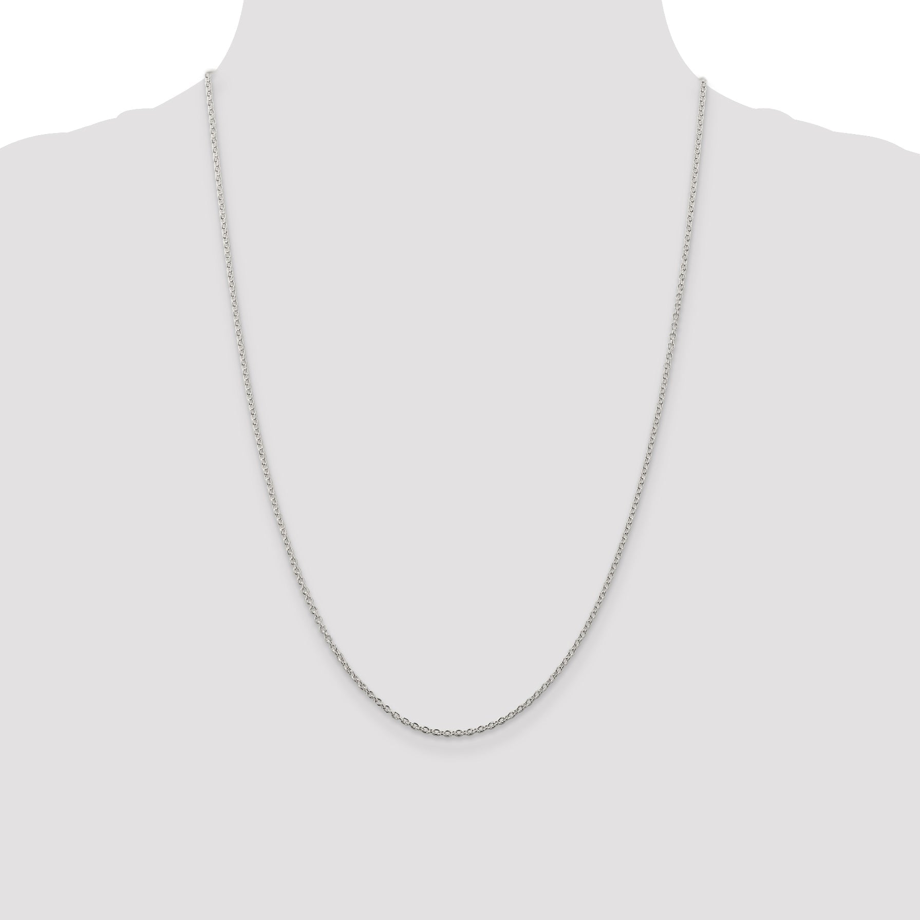 24 Inch Sterling Silver Rhodium-Plated 1.95mm Cable Chain Necklace
