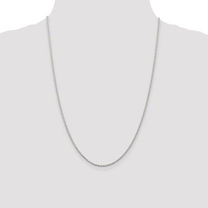24 Inch Sterling Silver Rhodium-Plated 1.95mm Cable Chain Necklace