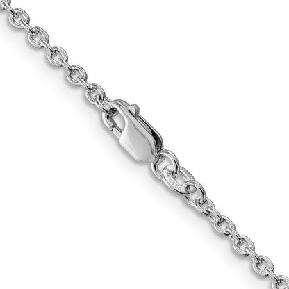 36 Inch Sterling Silver Rhodium-Plated 2.25mm Cable Chain Necklace