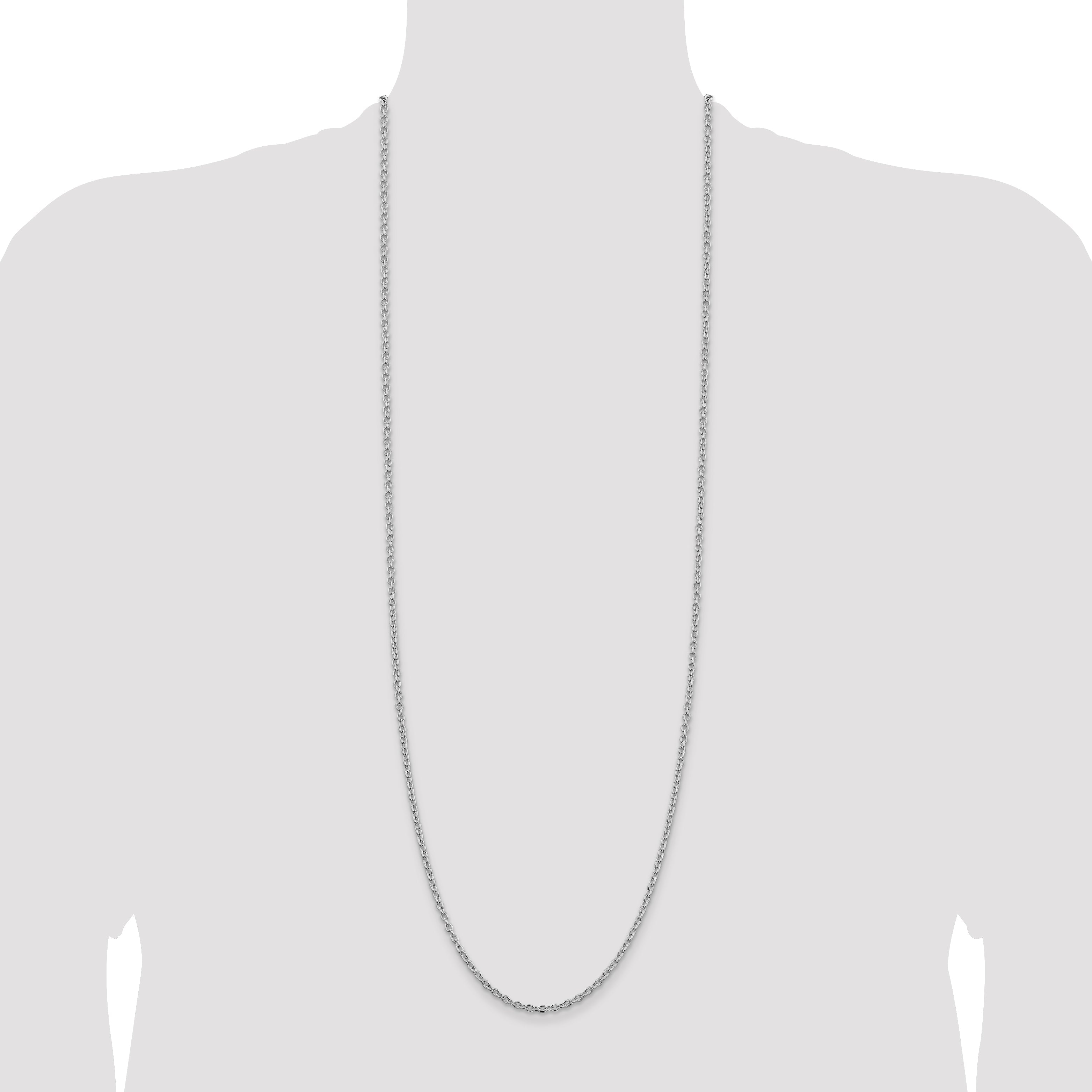 36 Inch Sterling Silver Rhodium-Plated 2.75mm Cable Chain Necklace